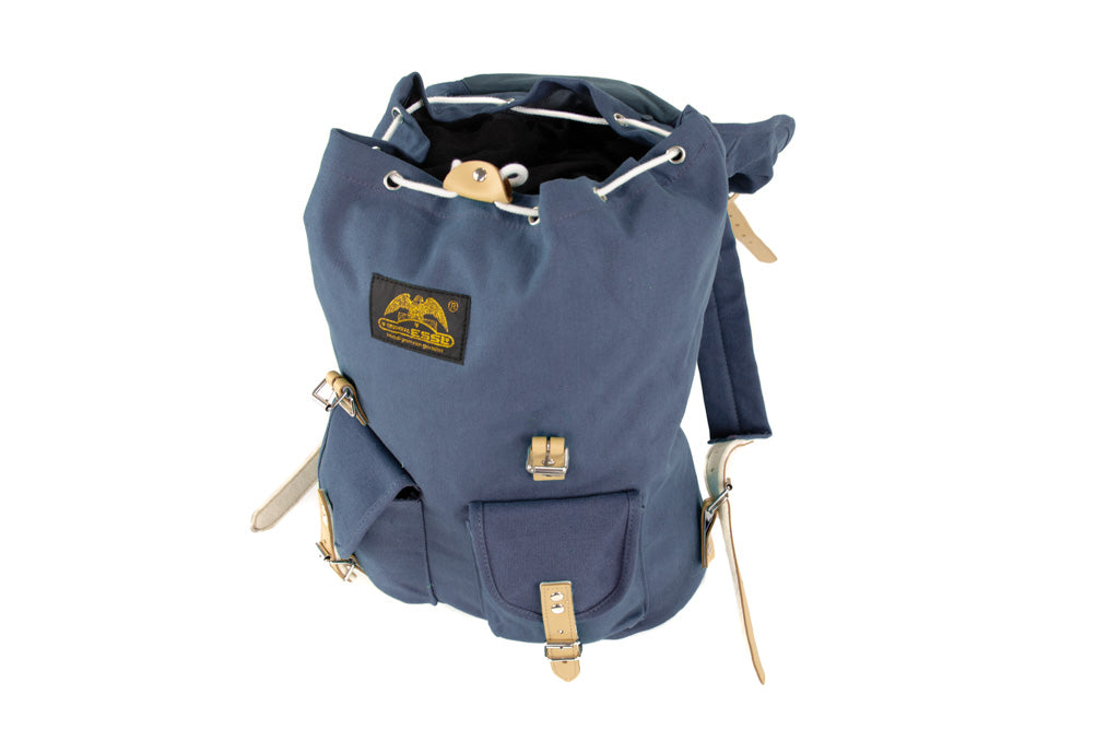 RU131 Cotton Hiking Backpack with Real Leather Stripping 15L Blue