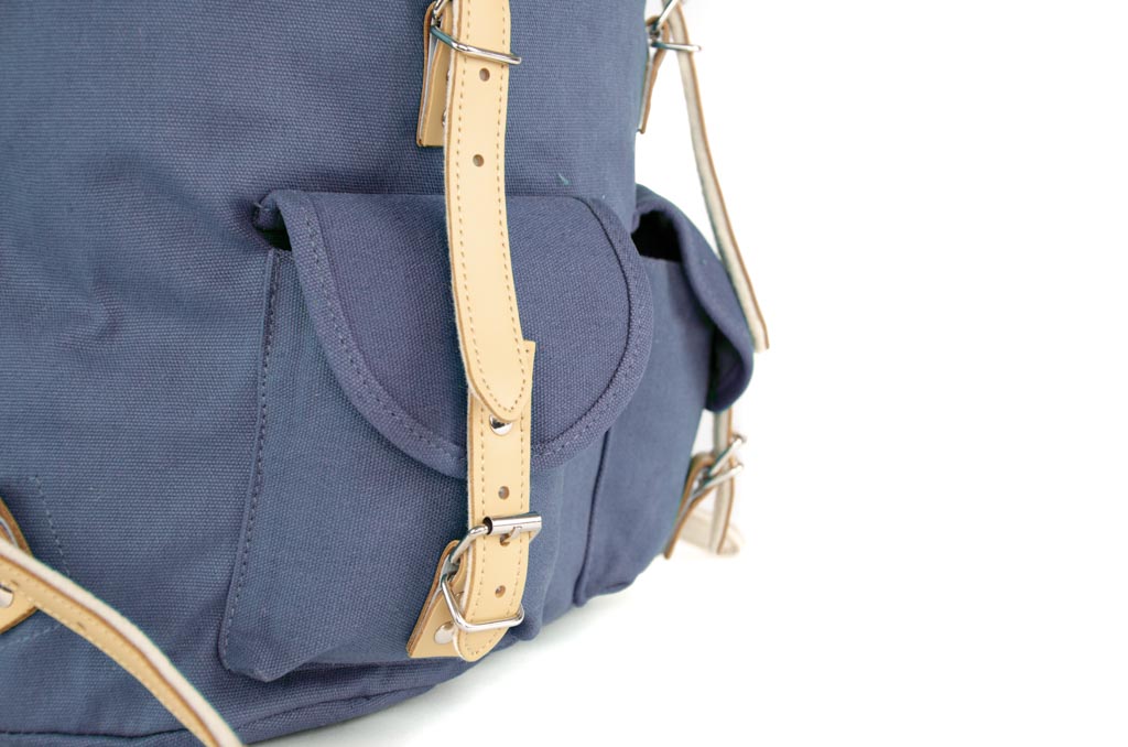 RU131 Cotton Hiking Backpack with Real Leather Stripping 15L Blue