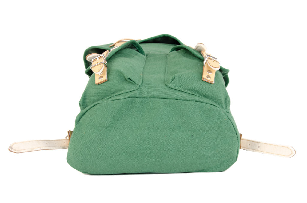 RU131 Baumwoll-Wander-Rucksack mit Echt-Leder-Strippen 15L Grün