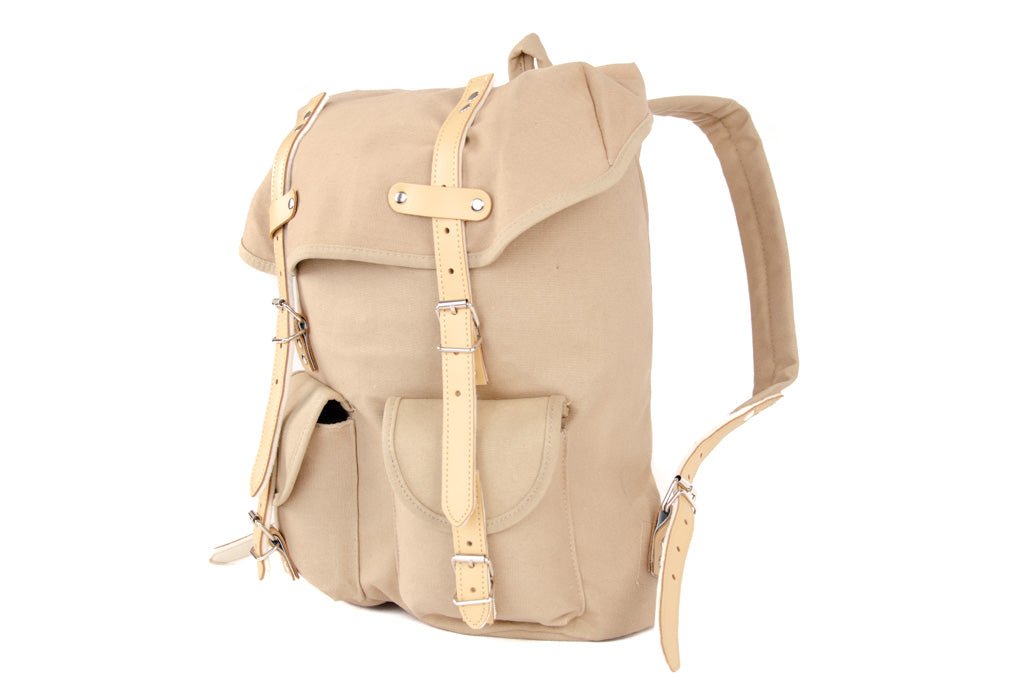 RU131 Cotton Hiking Backpack with Real Leather Stripping 15L Sand