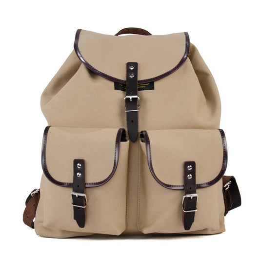 RU137 Baumwoll-Rucksack Sand mit dunkelbraunem Besatz