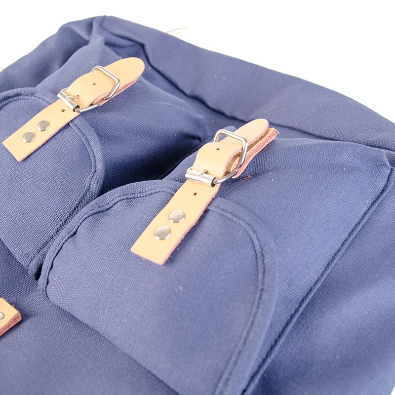 RU139 Cotton Hiking Backpack with Real Leather Stripping 15L Blue