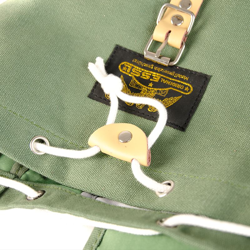 RU139 Baumwoll-Wander-Rucksack mit Echt-Leder-Strippen 15L Mitteloliv