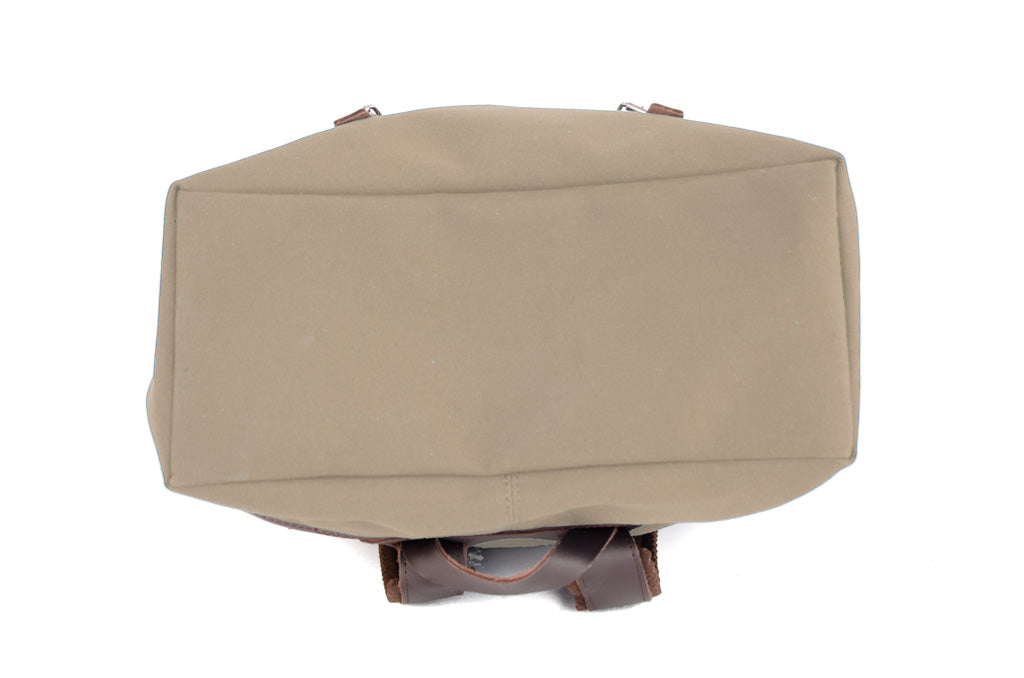 RU138LEDB cotton backpack with genuine leather stripping sand