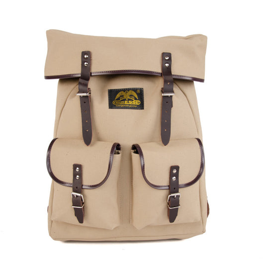 RU138 Baumwoll-Rucksack mit Echt-Leder-Strippen Sand
