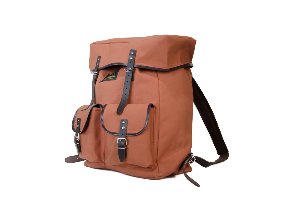 RU138 Baumwoll-Rucksack mit Echt-Leder-Strippen Braun