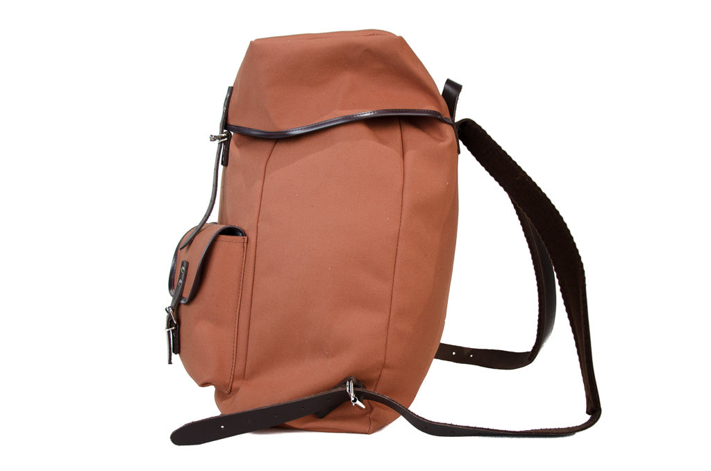 RU138 Baumwoll-Rucksack mit Echt-Leder-Strippen Braun