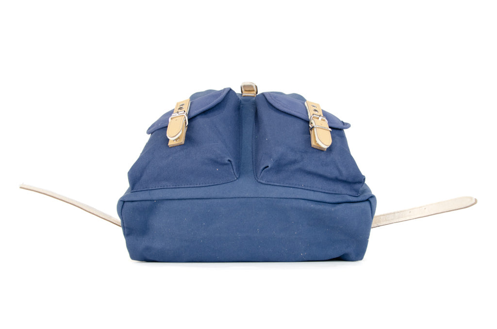 RU139 Cotton Hiking Backpack with Real Leather Stripping 15L Blue