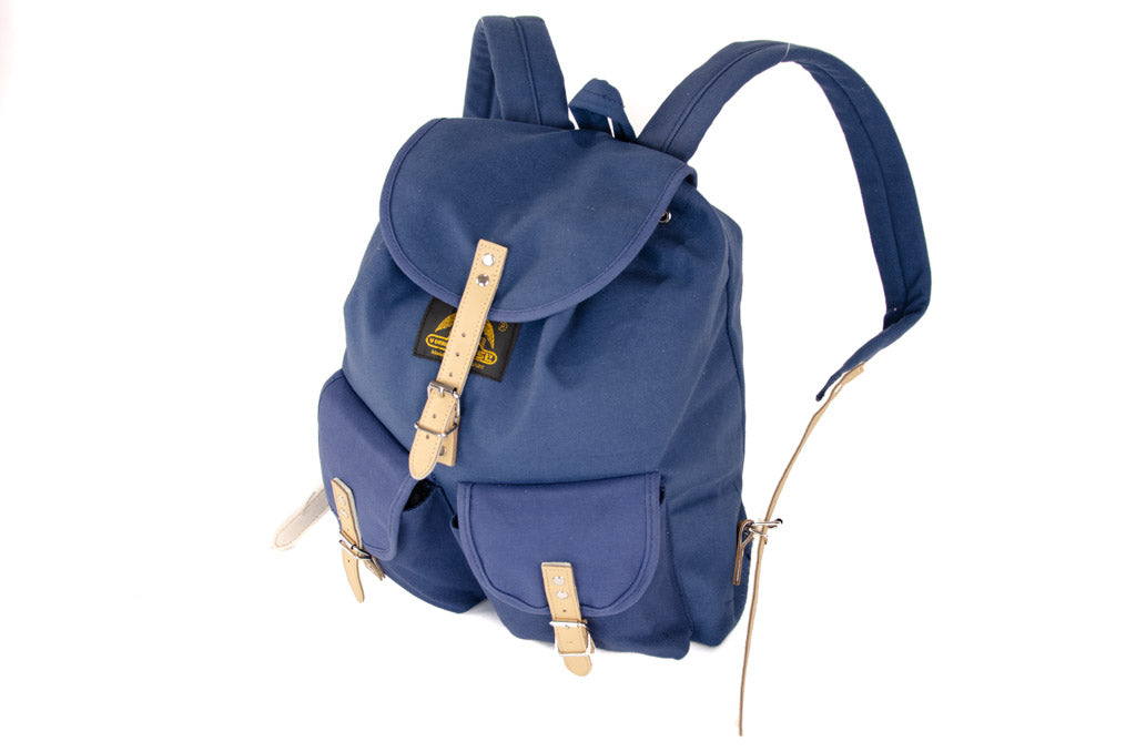 RU139 Cotton Hiking Backpack with Real Leather Stripping 15L Blue
