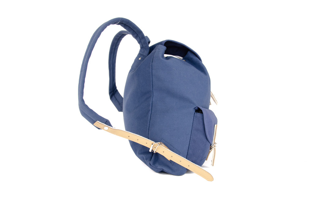 RU139 Cotton Hiking Backpack with Real Leather Stripping 15L Blue