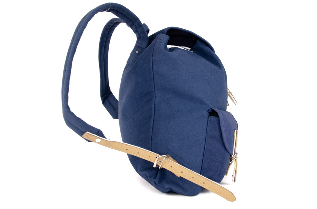 RU139 Cotton Hiking Backpack with Real Leather Stripping 15L Blue