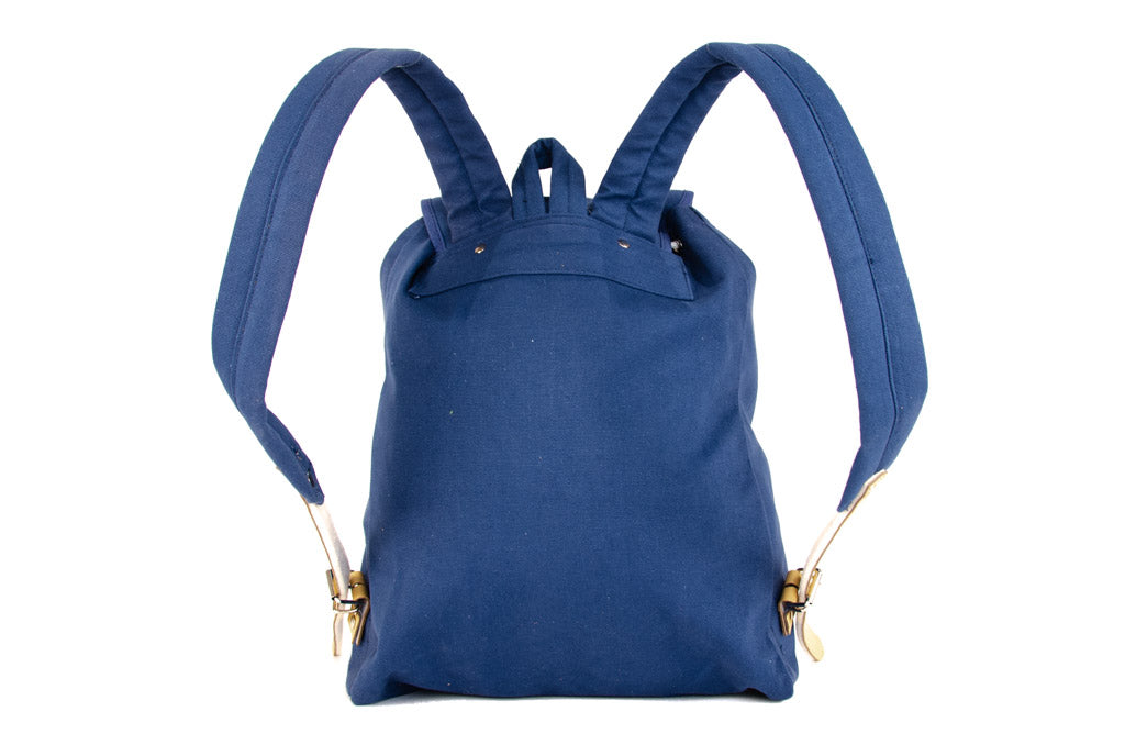 RU139 Cotton Hiking Backpack with Real Leather Stripping 15L Blue