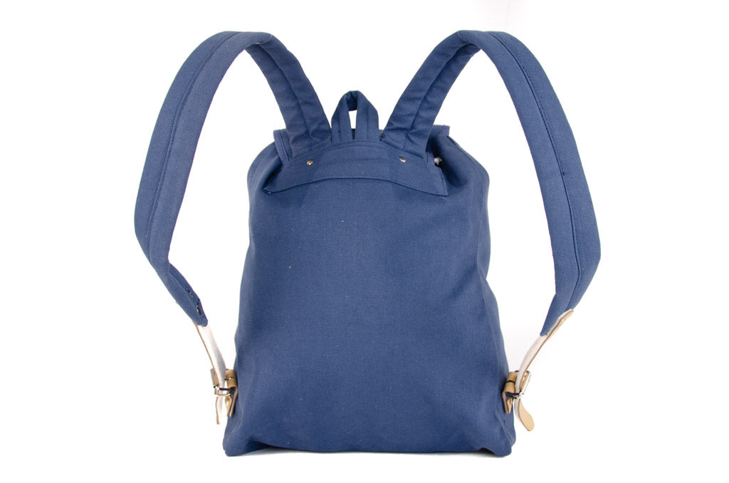 RU139 Cotton Hiking Backpack with Real Leather Stripping 15L Blue