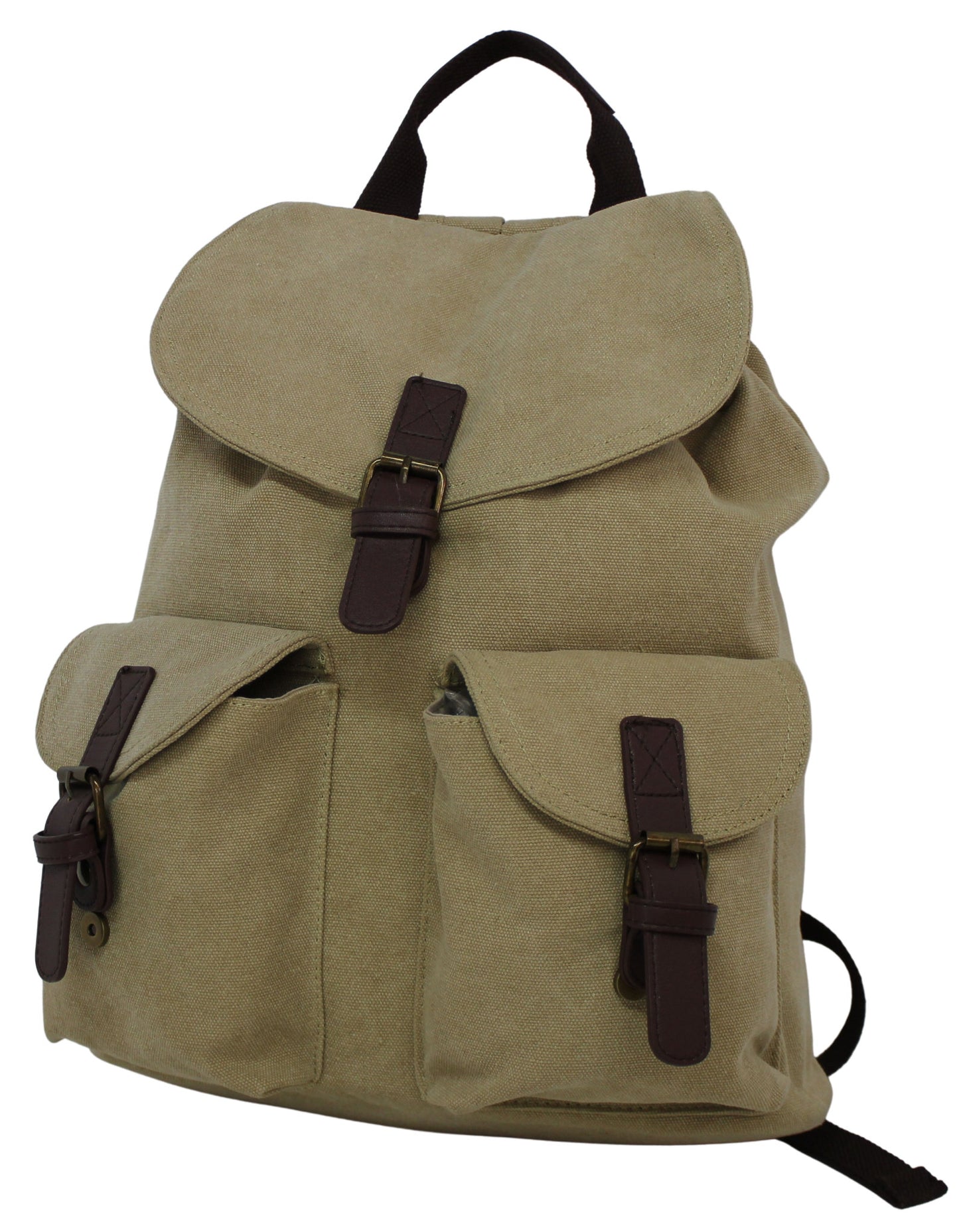 RU133 Cotton Backpack Magnetic Clasp Sand