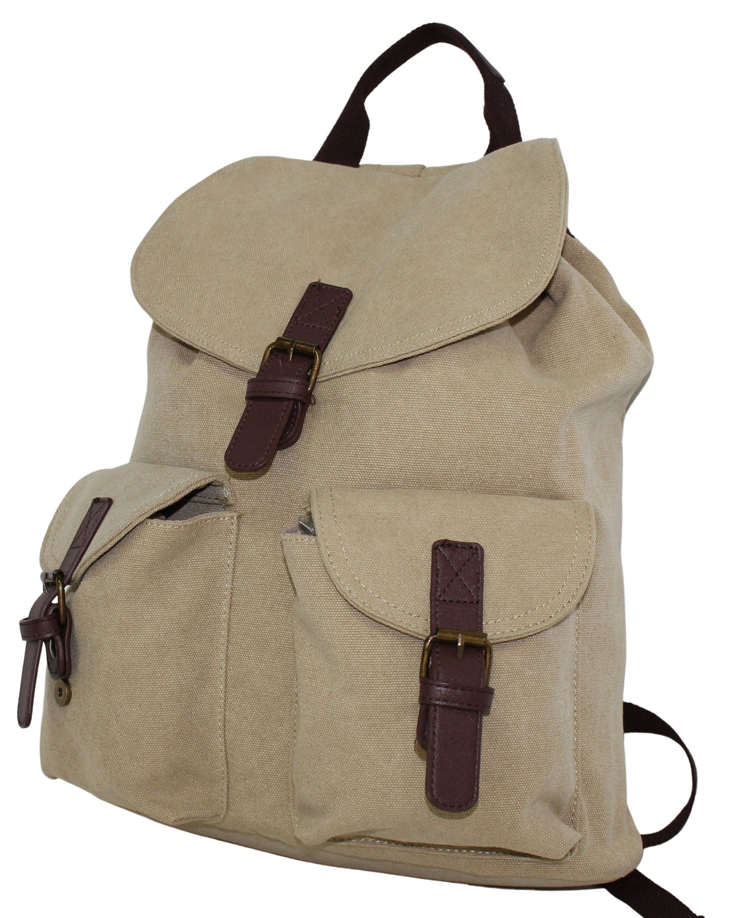 RU133 Cotton Backpack Magnetic Clasp Sand