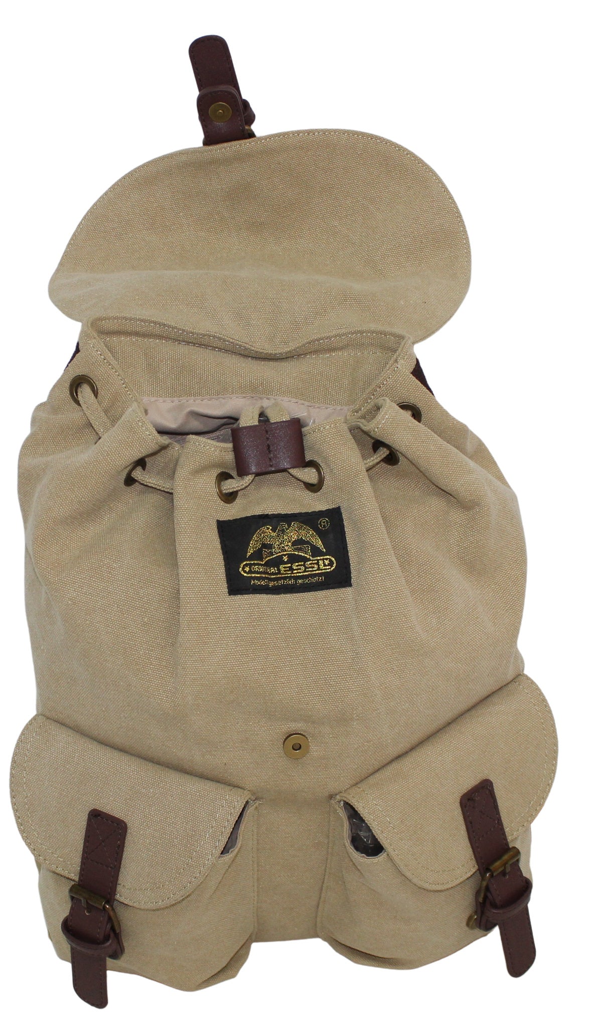RU133 Cotton Backpack Magnetic Clasp Sand